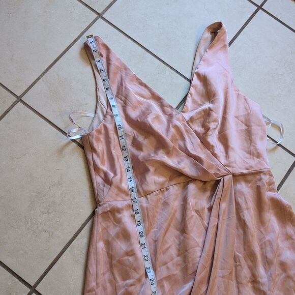 NWOT After Six Whisper Satin Maxi Dress Draped Tulip Gown Toasted Sugar Pink 14 - Picture 11 of 15